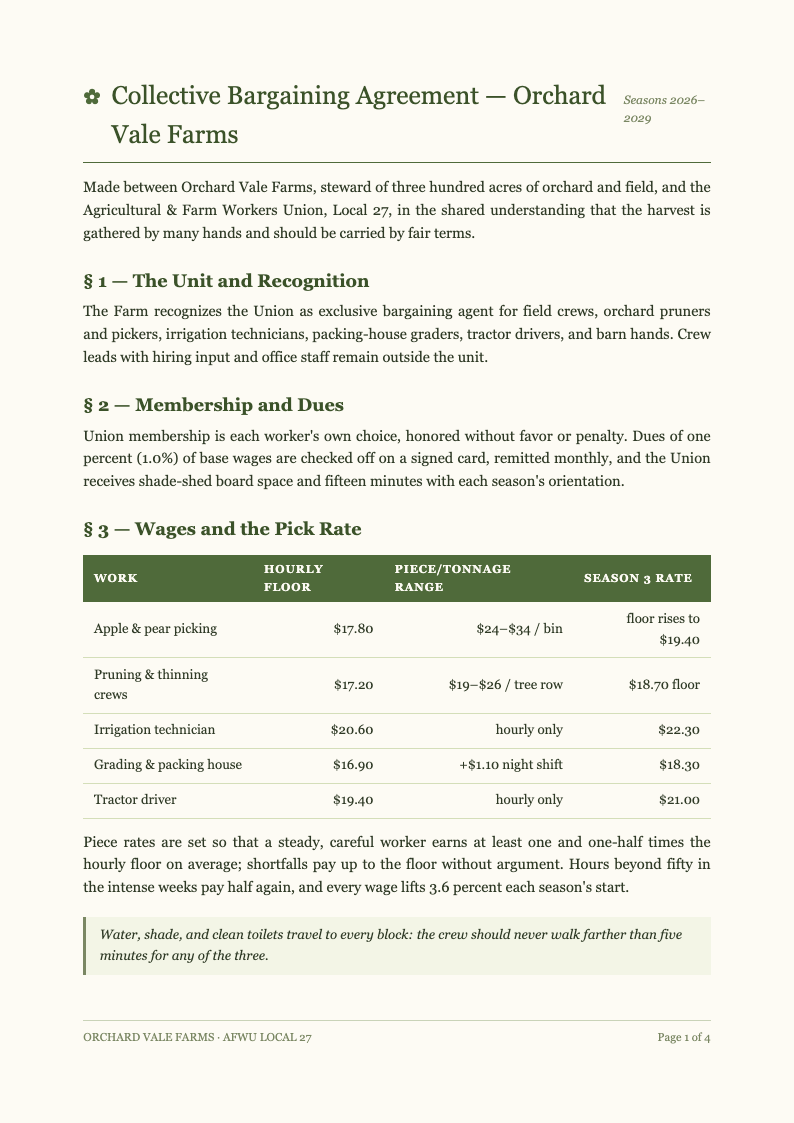 Botanical nature collective bargaining agreement